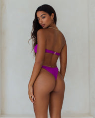 Muna Purple Bandeau Knot Detail Bikini Top