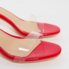 Koko Red Clear Mid Block Heels