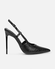 Lalli Black Snake Effect Court Shoes