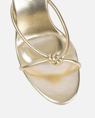 Louna Gold Metallic Twist Heeled Sandals