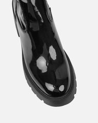 Lancelot Black Patent Mid Heeled Stretch Over The Knee Thigh High Boots