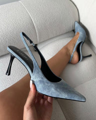 Liorra Blue Denim Sling Back Court Shoes