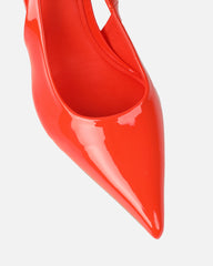 Liorra Orange Patent Sling Back Mid Heeled Shoes