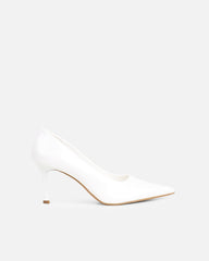 Luka White Low Heeled Court Shoes