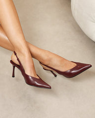 Layana Burgundy Box Slingback Court Shoes
