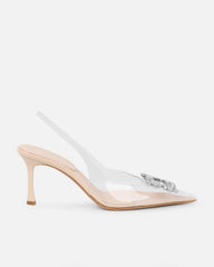 Laylin Clear Nude Diamante Sling Back Court Shoes