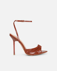 Leany Tan Shine Gold Detail Heeled Sandals