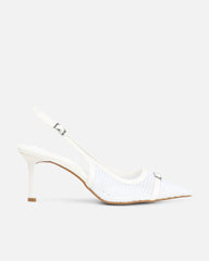 Lays White Mesh Sling Back Court Shoes