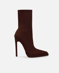 Lewin Brown Lycra Pointed Stiletto Ankle Boots
