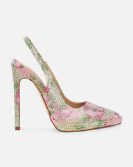 Dixiee Pink And Green Floral Droplet Slingback Court Shoes