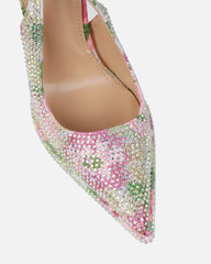 Dixiee Pink And Green Floral Droplet Slingback Court Shoes