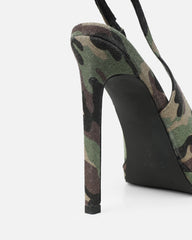 Kandie Green Camo Sling Back Court Shoes