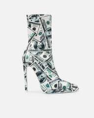 Kash Green Dollar Print Platform Sock Boots