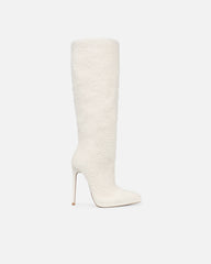 Hamilton Cream Borg Knee Boots