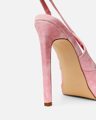 Nemy Pink Denim Sling Back Court Shoes
