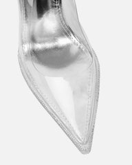 Nemy Silver Mirror Slingback Court Shoes