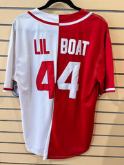 Lil Boat #44 Sailing Team split red-and-white baseball jersey size xl inspired by Lil Yachty.
