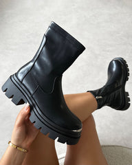 Lionel Black Chunky Boots With Toe Plate