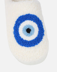 Lucky White Evil Eye Print Closed Toe Slippers