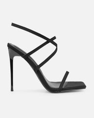 Macenna Black Lycra Heeled Sandals