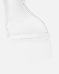Macenna White Lycra Heeled Sandals
