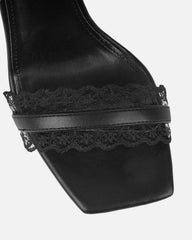 Miko Black Lace Spiral Heeled Sandals