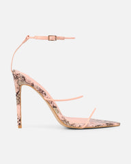 Madia Pink Faux Snake Strappy Heeled Sandals