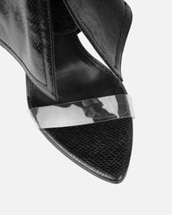 Makita Black Faux Snake Effect Stiletto Heeled Sandals