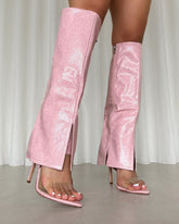 Makita Pink Faux Snake Effect Stiletto Heeled Sandals