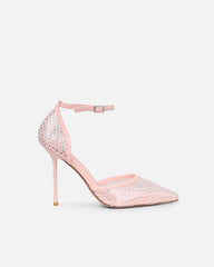 Manni Pink Mesh Diamante Heels