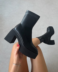 Manuella Black Pu Ankle Boots