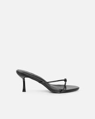 Mines Black Shine Mid Heel Mules