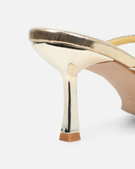 Mefele Gold Mirror Mid Heel Mules