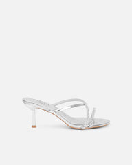 Mefele Silver Mirror Mid Heel Mules