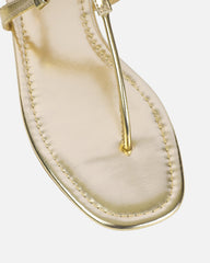 Martinez Gold Metallic Toe Post Flat Sandals