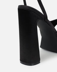 Kamiko Black Satin Platform Sandals
