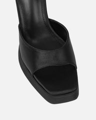 Kamiko Black Satin Platform Sandals