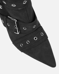Maxton Black Nubuck Multi Buckle Thigh High Boots