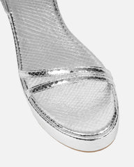 Mazey Silver Snake Effect Flatform Sandals