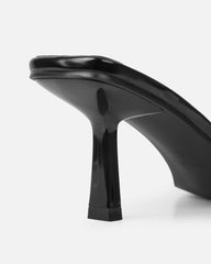 Bexley Black Strap Detail Heeled Mules