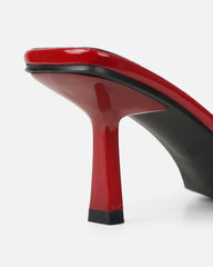 Bexley Dark Red Strap Detail Heeled Mules