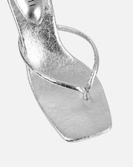 Melba Silver Crackle Padded Toe Post Sandals