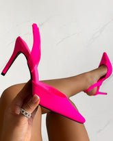 Mitra Pink Lycra Slingback Mid Heel Courts