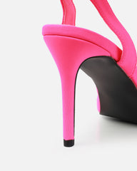 Mitra Pink Lycra Slingback Mid Heel Courts