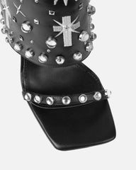 Massimo Black Stud Detail Stiletto Heeled Sandals