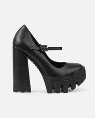 Jorrdana Black Chunky Mary Jane Heels