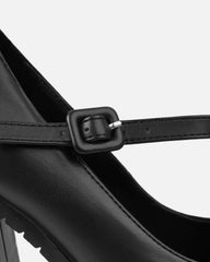 Jorrdana Black Chunky Mary Jane Heels