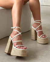 Nadima White Platform Espadrille Sandals