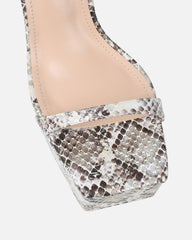 Nalai Beige Snake Platform Heeled Sandals