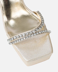 Millie Gold Shimmer Diamante Platform Heeled Sandals